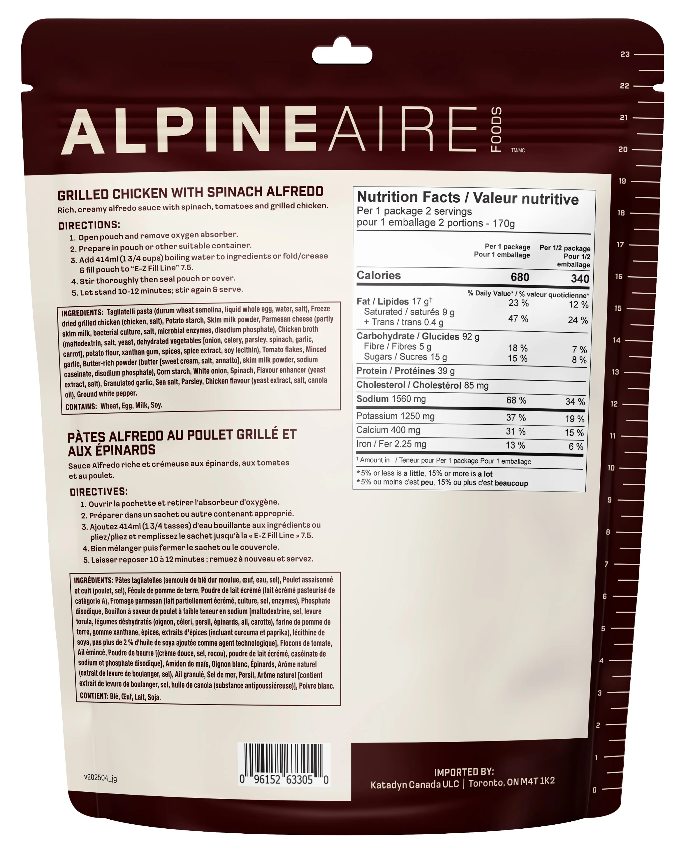 AlpineAire Grilled Chicken with Spinach Alfredo Pasta - Image 2
