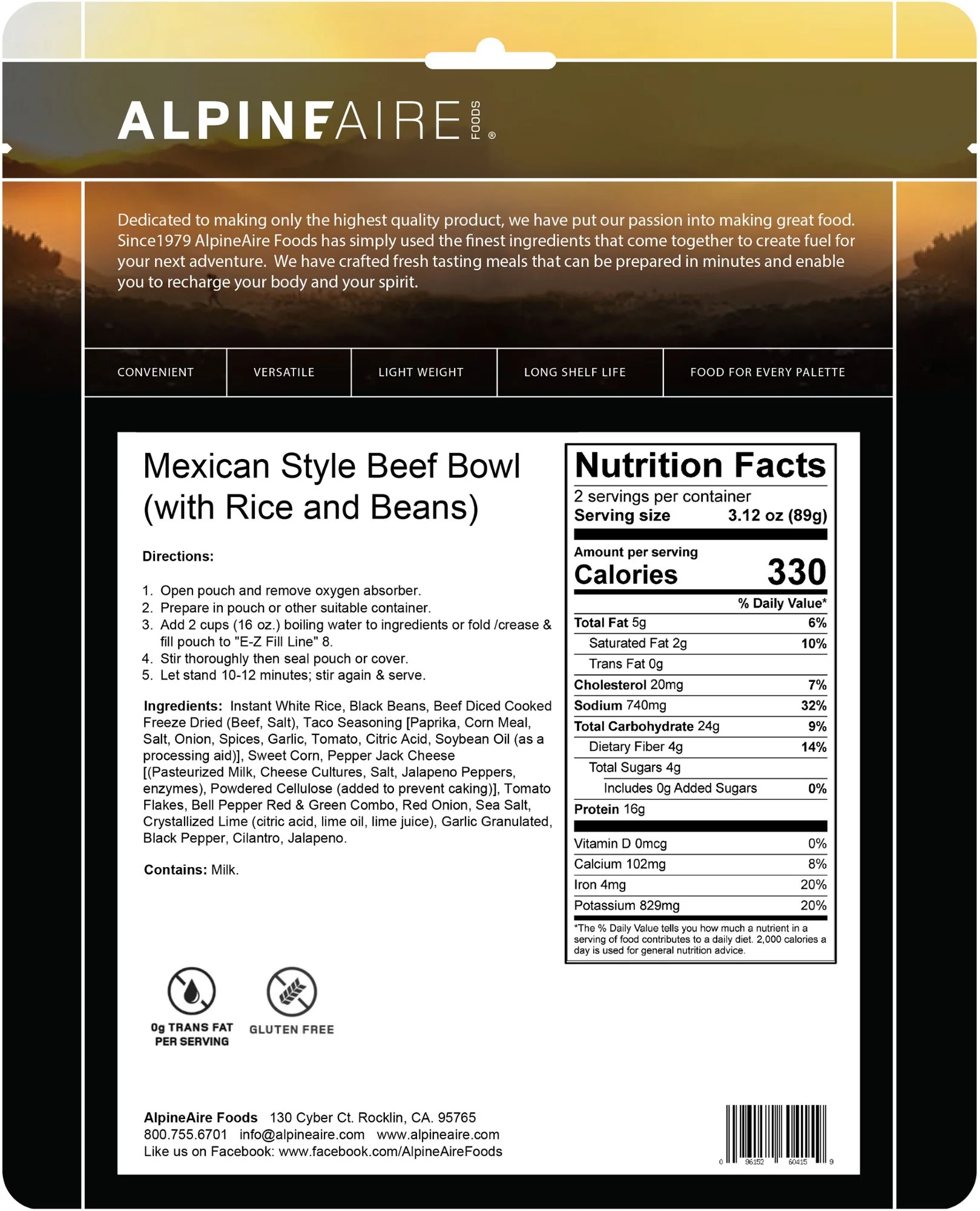 AlpineAire Mexican-Style Beef Bowl - 2 Servings - Image 3