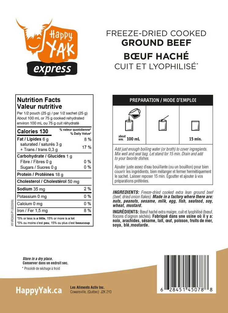 Happy Yak Freeze-dried Cooked Ground beef - Image 2
