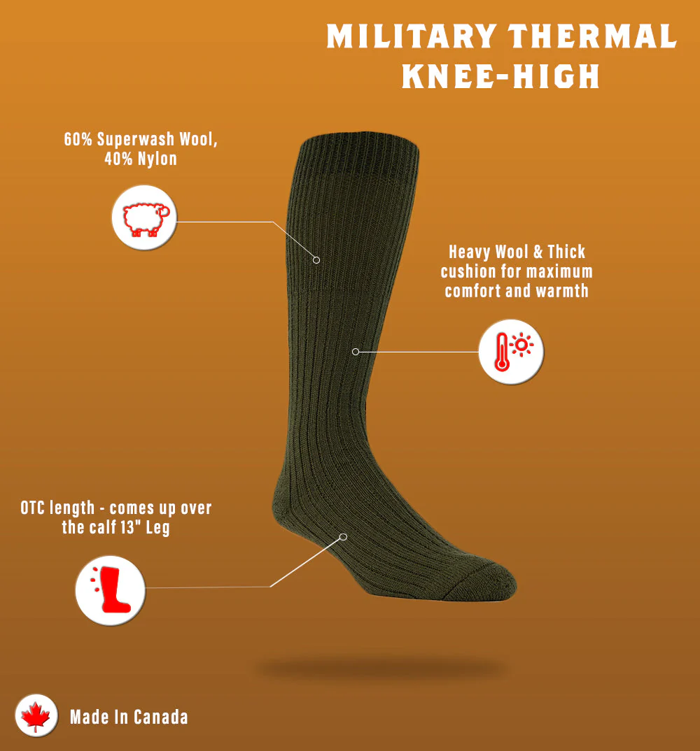 J.B. Field's Military Wool Boot Thermal Knee High Sock - Image 2