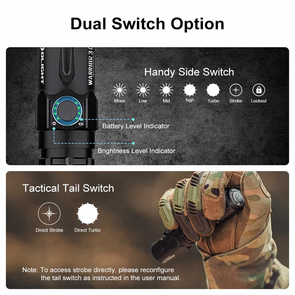 Olight Warrior 3S High Beam Tactical Flashlight - Image 3